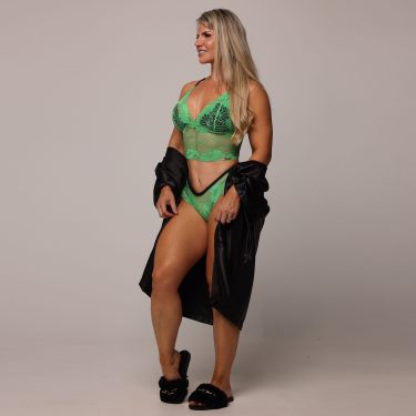 CONJUNTO DE RENDA COM BOJO VERDE NEON