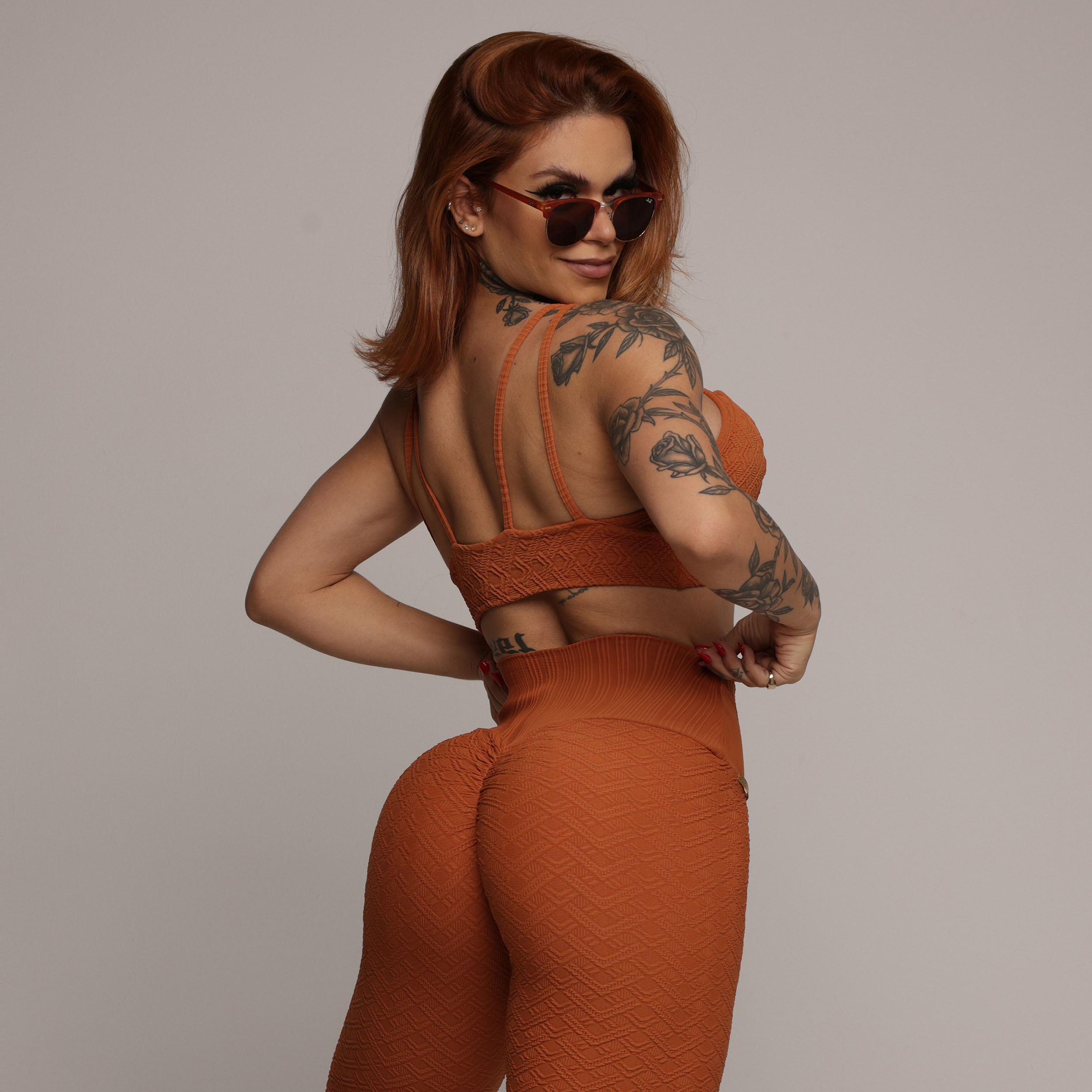 LEGGING EMPINA BUMBUM JACQUARD LUXOR TERRACOTA - Imagem 3