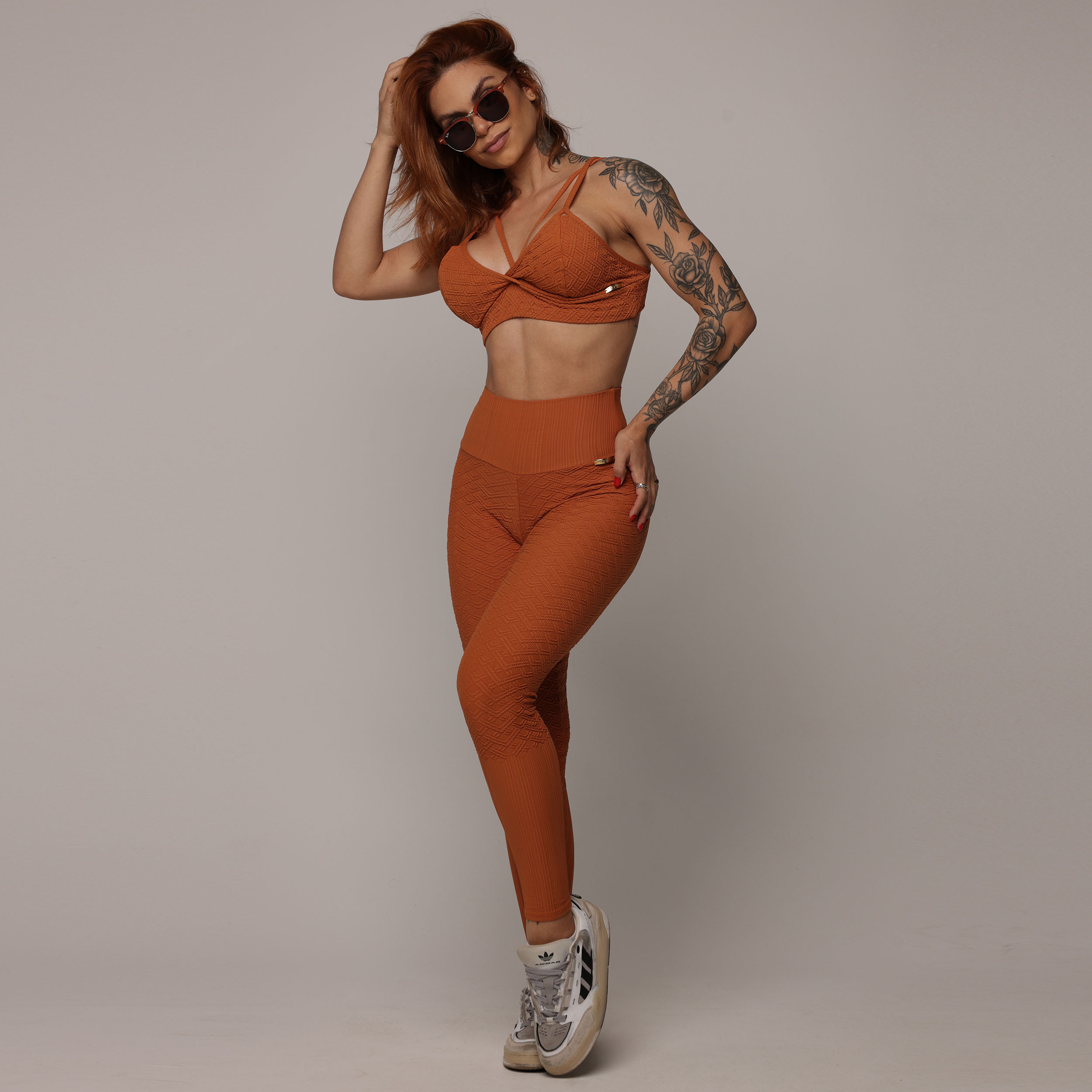 LEGGING EMPINA BUMBUM JACQUARD LUXOR TERRACOTA - Imagem 4