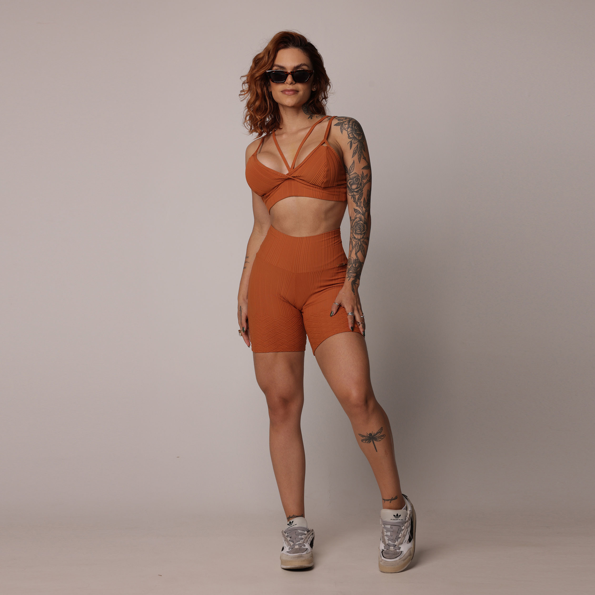 SHORT EMPINA BUMBUM JACQUARD LUXOR TERRACOTA - Imagem 4