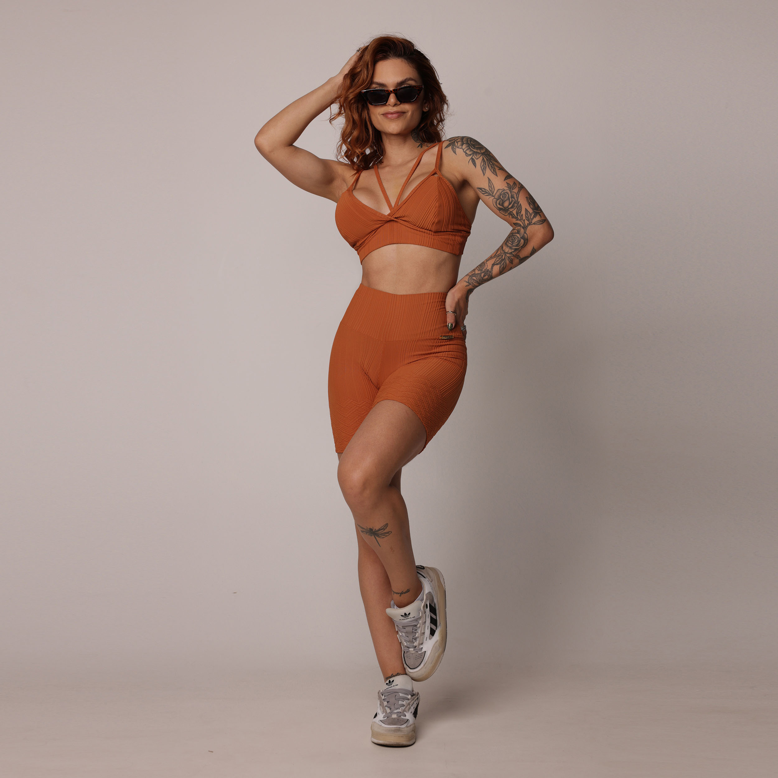 SHORT EMPINA BUMBUM JACQUARD LUXOR TERRACOTA - Imagem 7