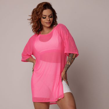 CHEMISE DE TULE ROSA NEON