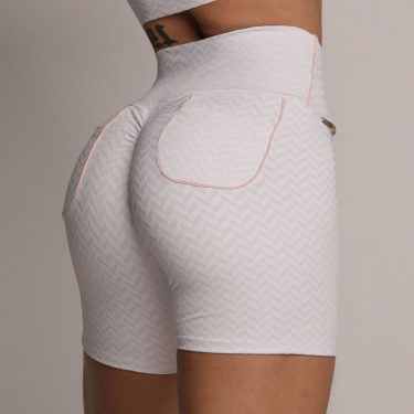 SHORT BOLSINHO EMPINA BUMBUM JACQUARD ARROW BRANCO