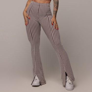 CALÇA FLARE JACQUARD LUXE CHOCO