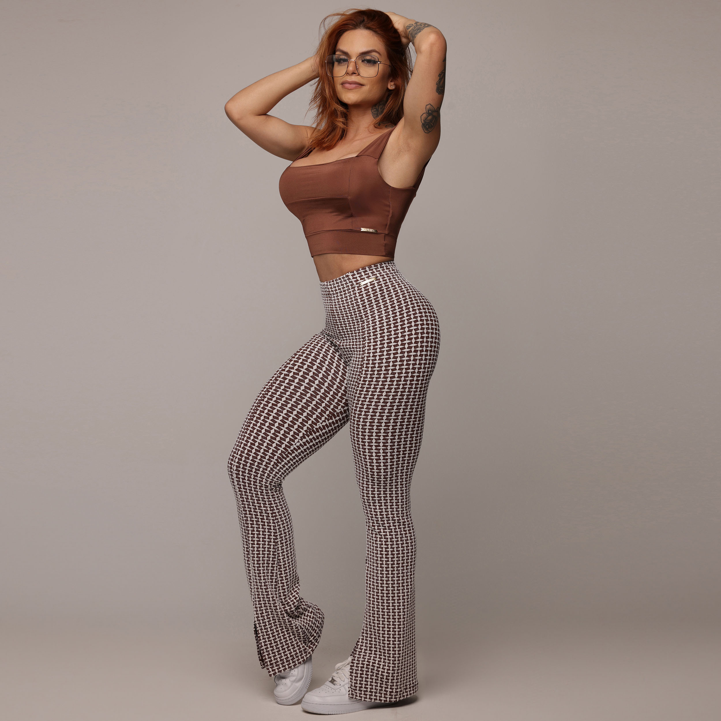 CALÇA FLARE JACQUARD LUXE CHOCO - Imagem 6