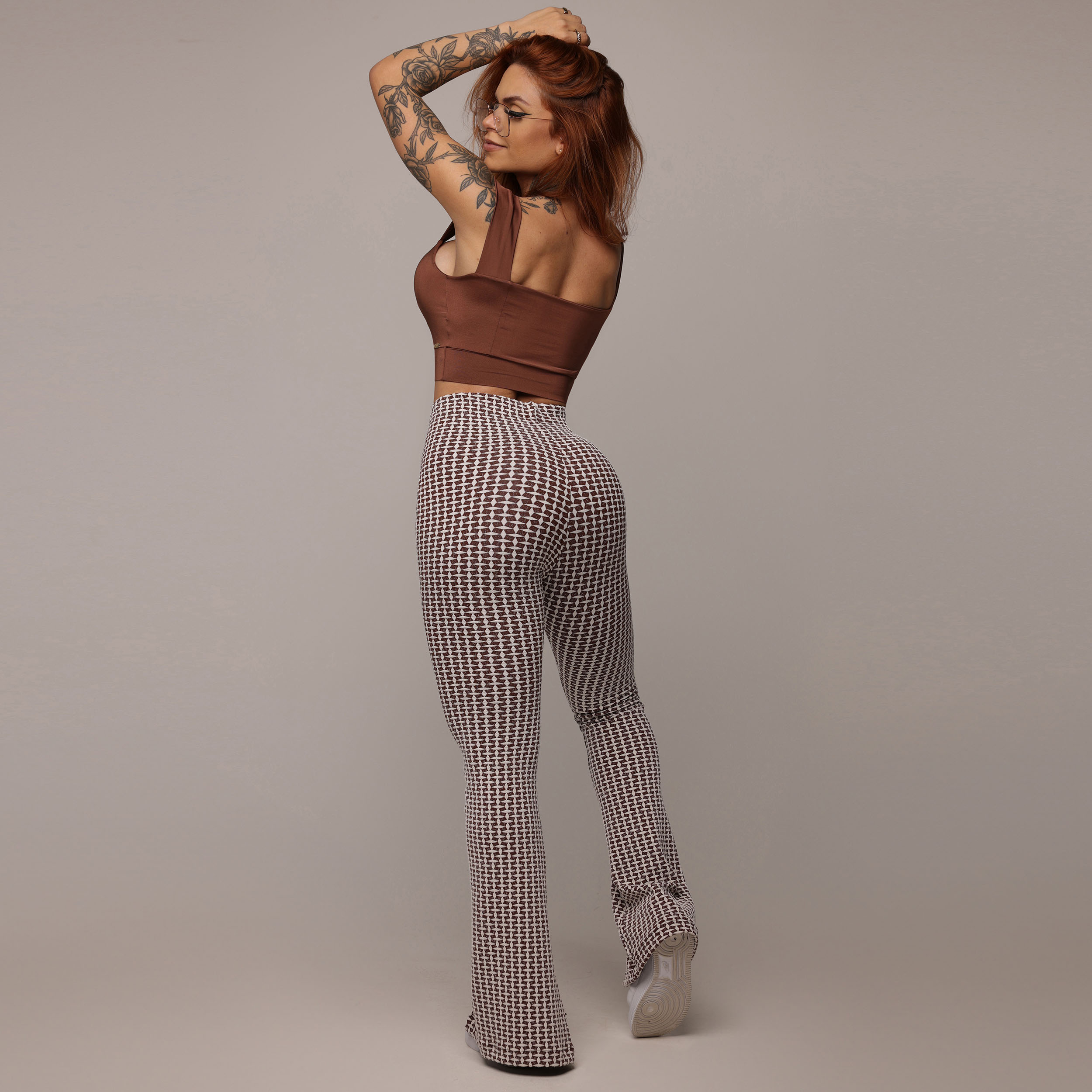 CALÇA FLARE JACQUARD LUXE CHOCO - Imagem 7