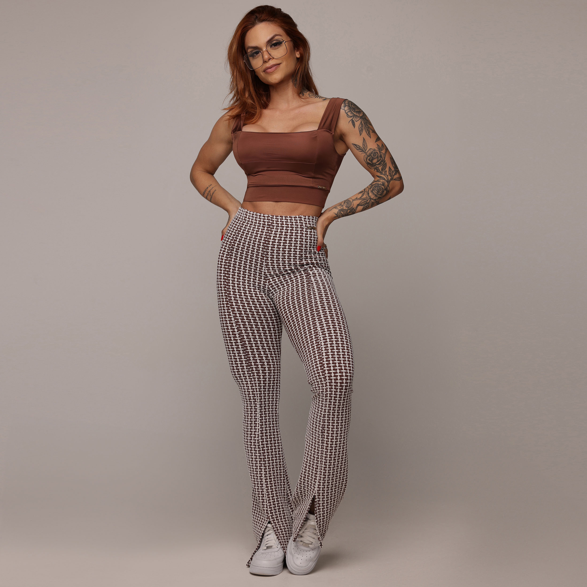 CALÇA FLARE JACQUARD LUXE CHOCO - Imagem 8