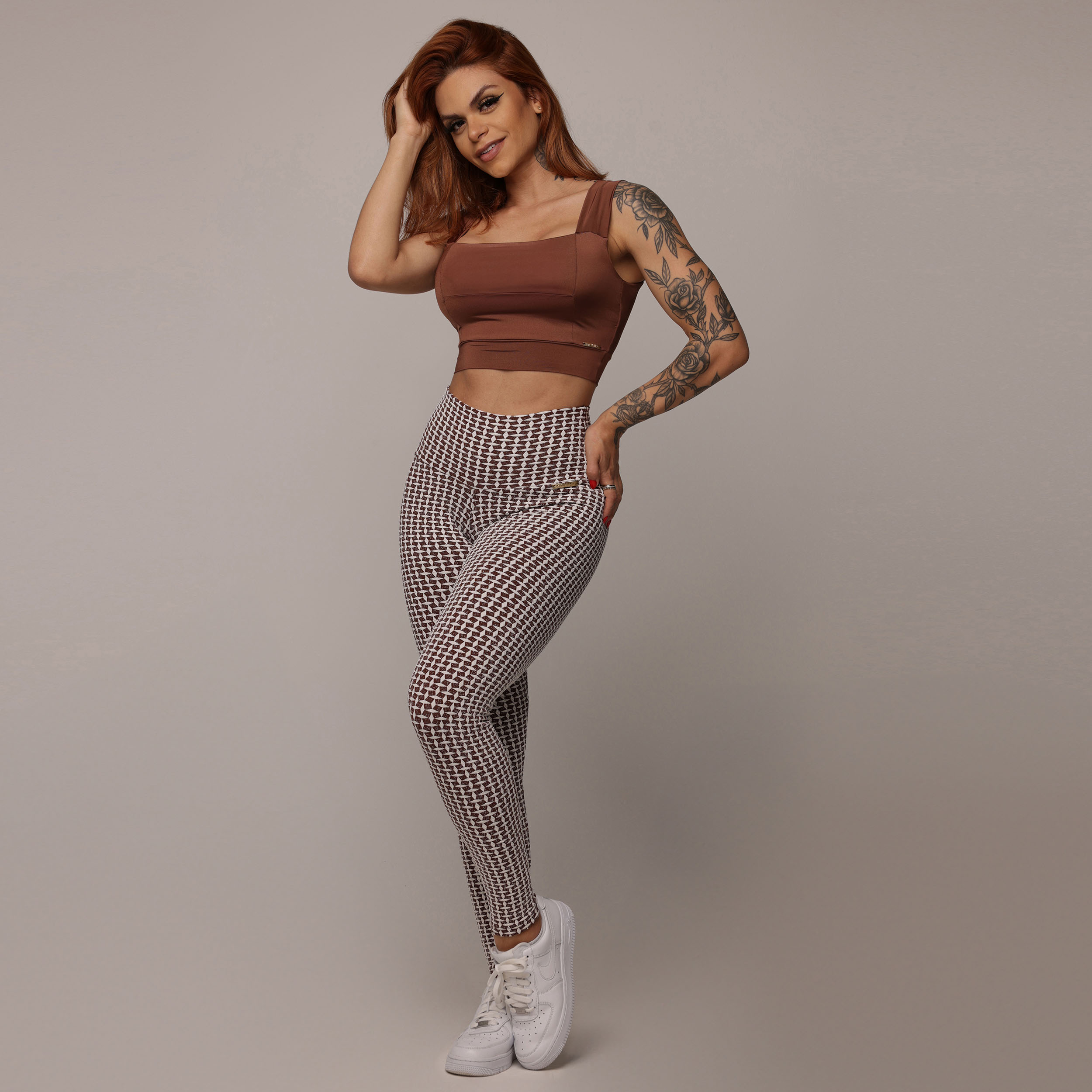 LEGGING EMPINA BUMBUM JACQUARD LUXE CHOCO - Imagem 6