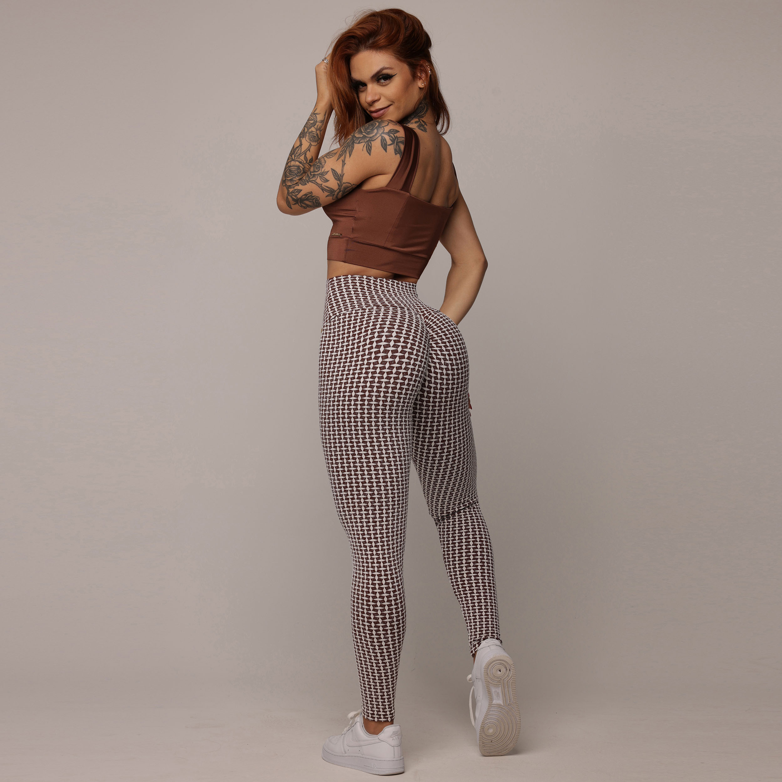 LEGGING EMPINA BUMBUM JACQUARD LUXE CHOCO - Imagem 7