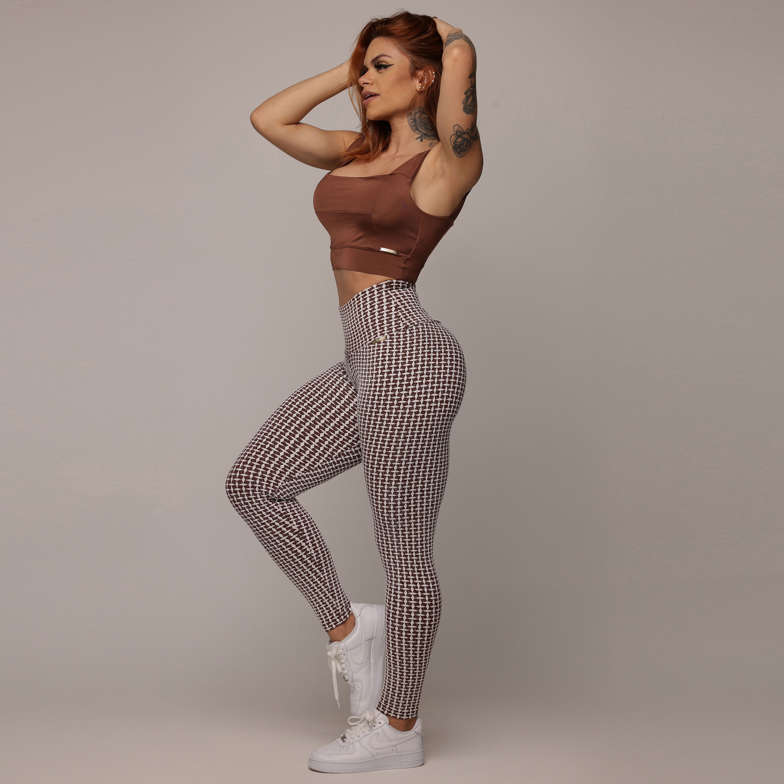 LEGGING EMPINA BUMBUM JACQUARD LUXE CHOCO - Imagem 8