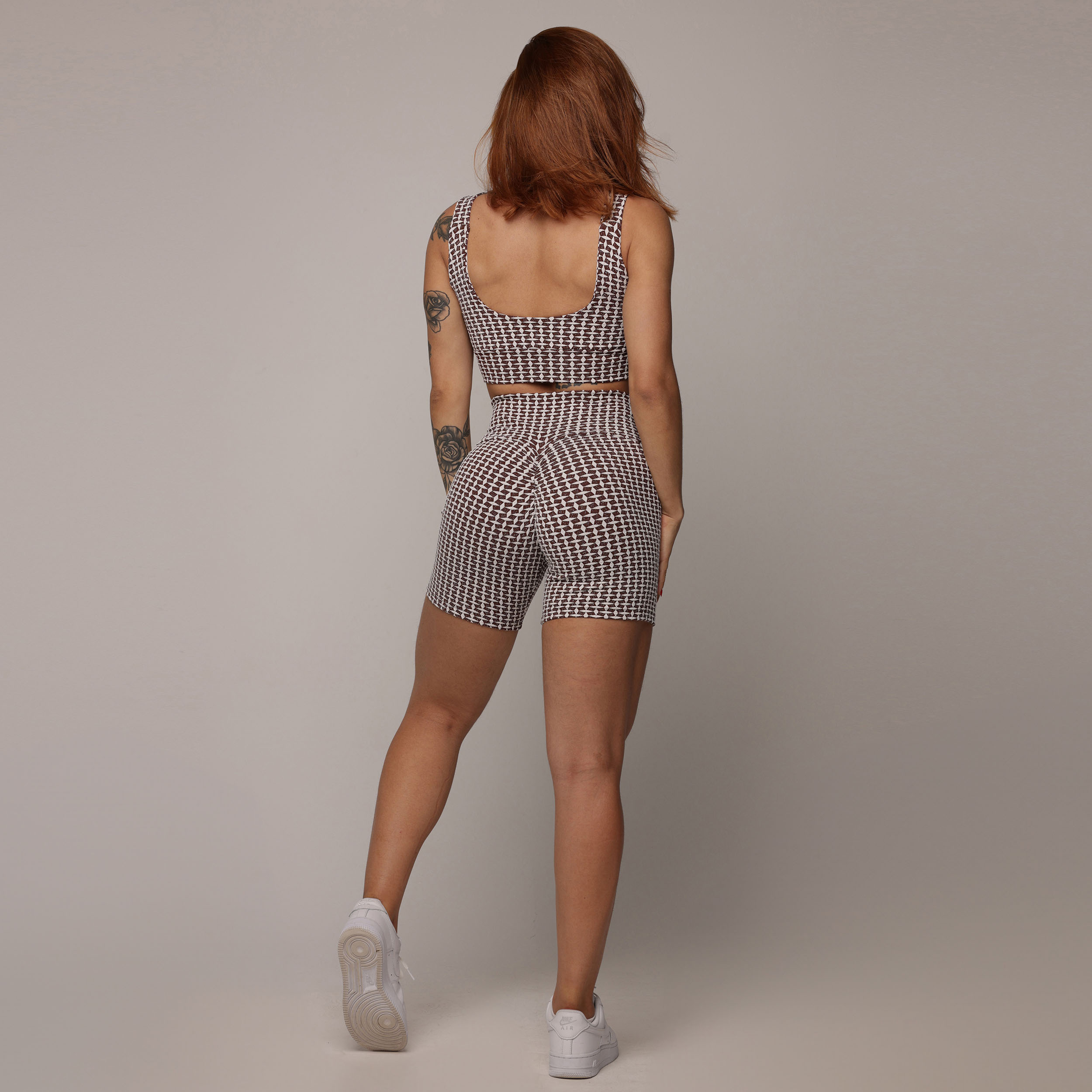 SHORT EMPINA BUMBUM JACQUARD LUXE CHOCO - Imagem 5