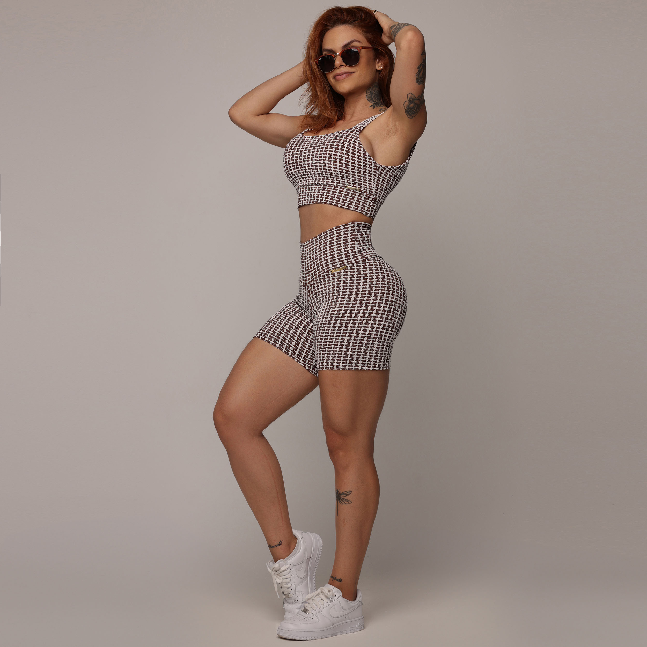 SHORT EMPINA BUMBUM JACQUARD LUXE CHOCO - Imagem 7