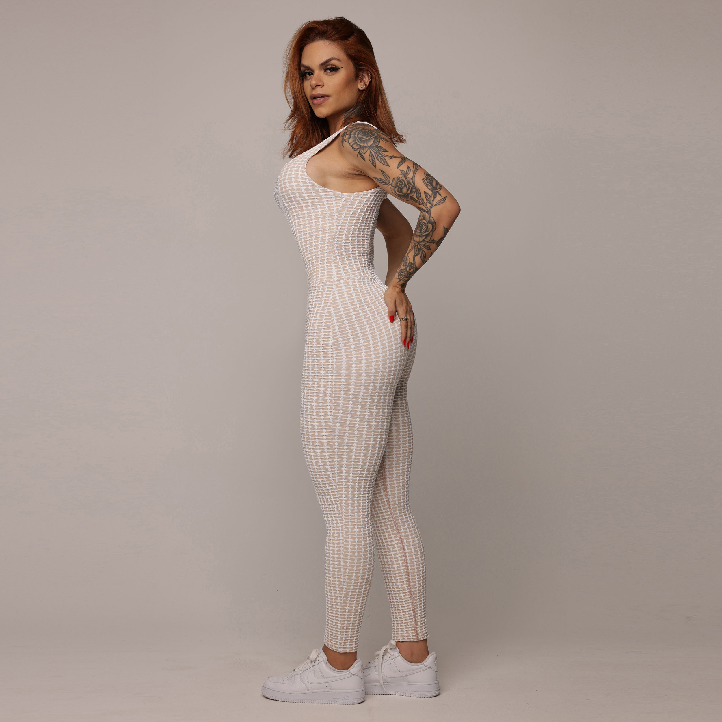 MACACÃO CONFORT COMUM JACQUARD LUXE NUDE - Imagem 3