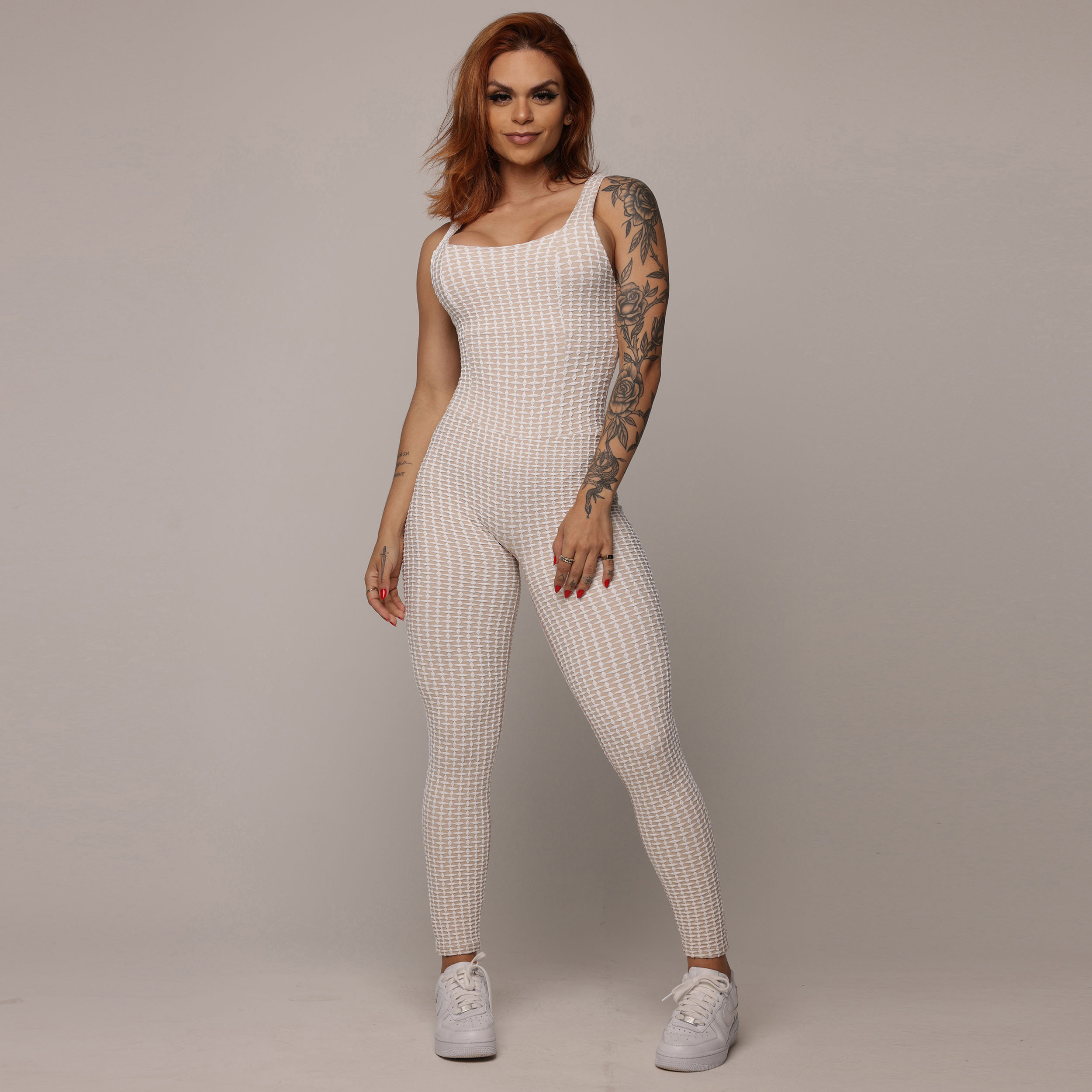 MACACÃO CONFORT COMUM JACQUARD LUXE NUDE - Imagem 5