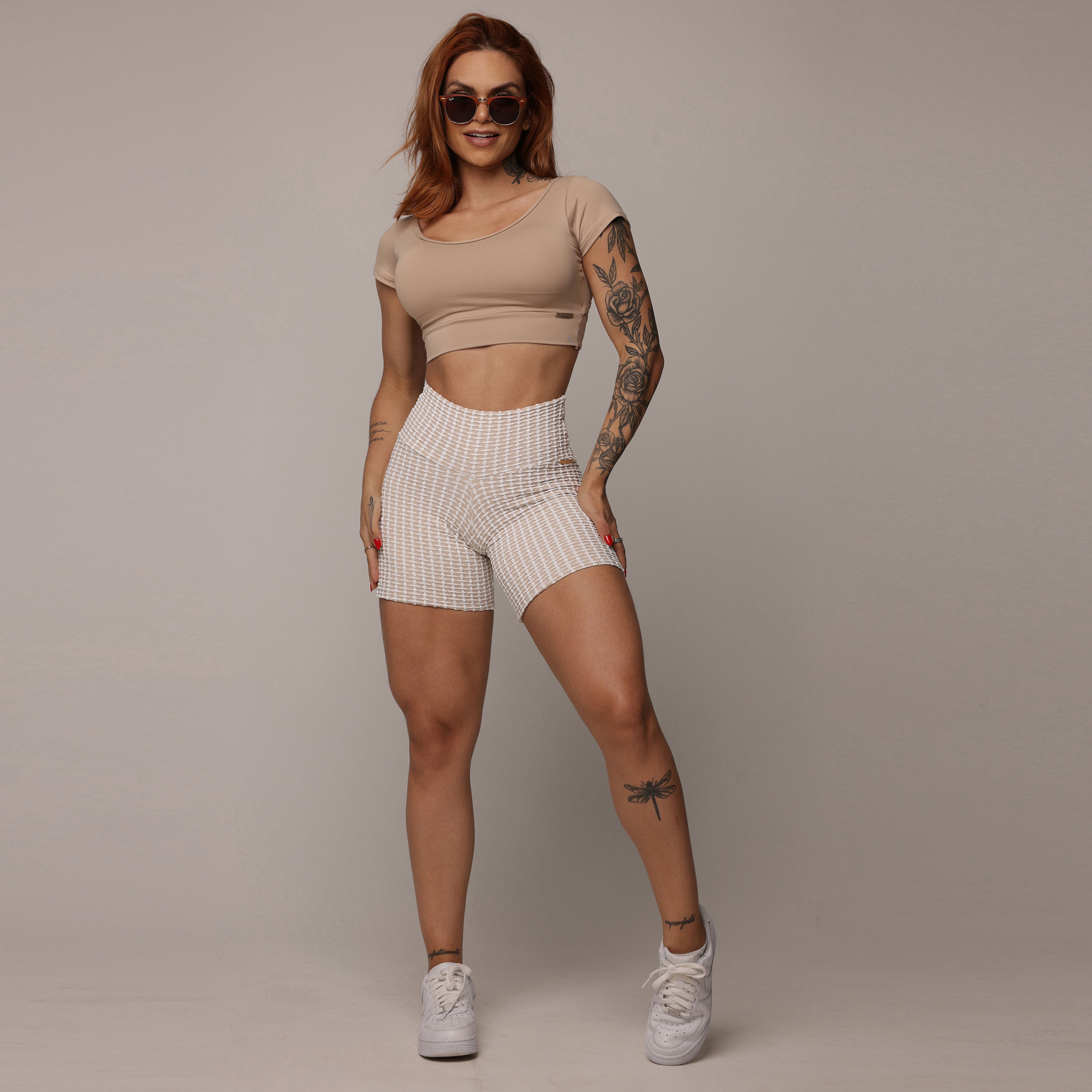 SHORT EMPINA BUMBUM JACQUARD LUXE NUDE - Imagem 7