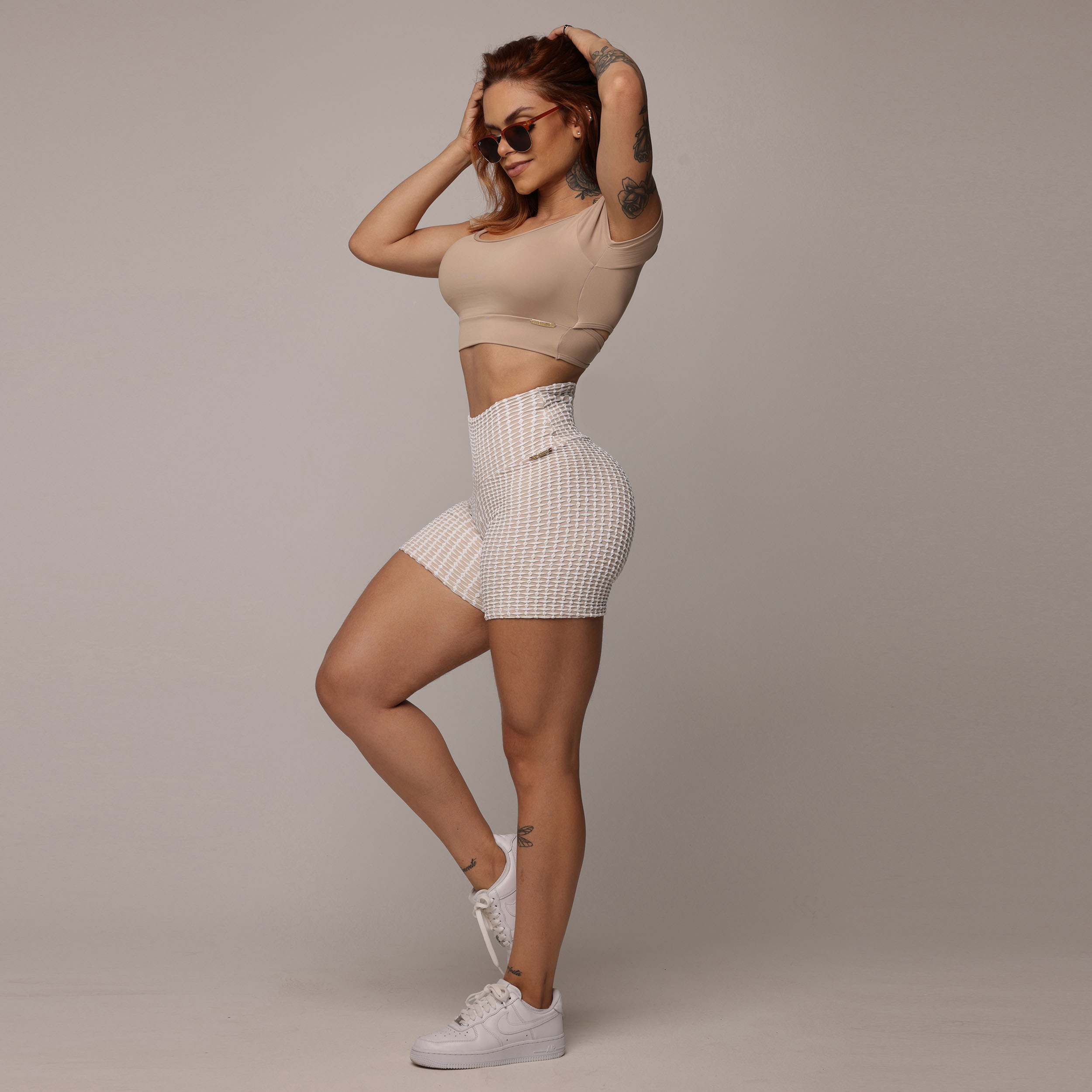 SHORT EMPINA BUMBUM JACQUARD LUXE NUDE - Imagem 8