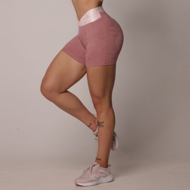 SHORT HIT COMUM JACQUARD PALM ROSÊ SHINE