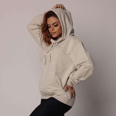 CASACO MOLETOM ESTONADO OFF-WHITE BOLSO CAPUZ