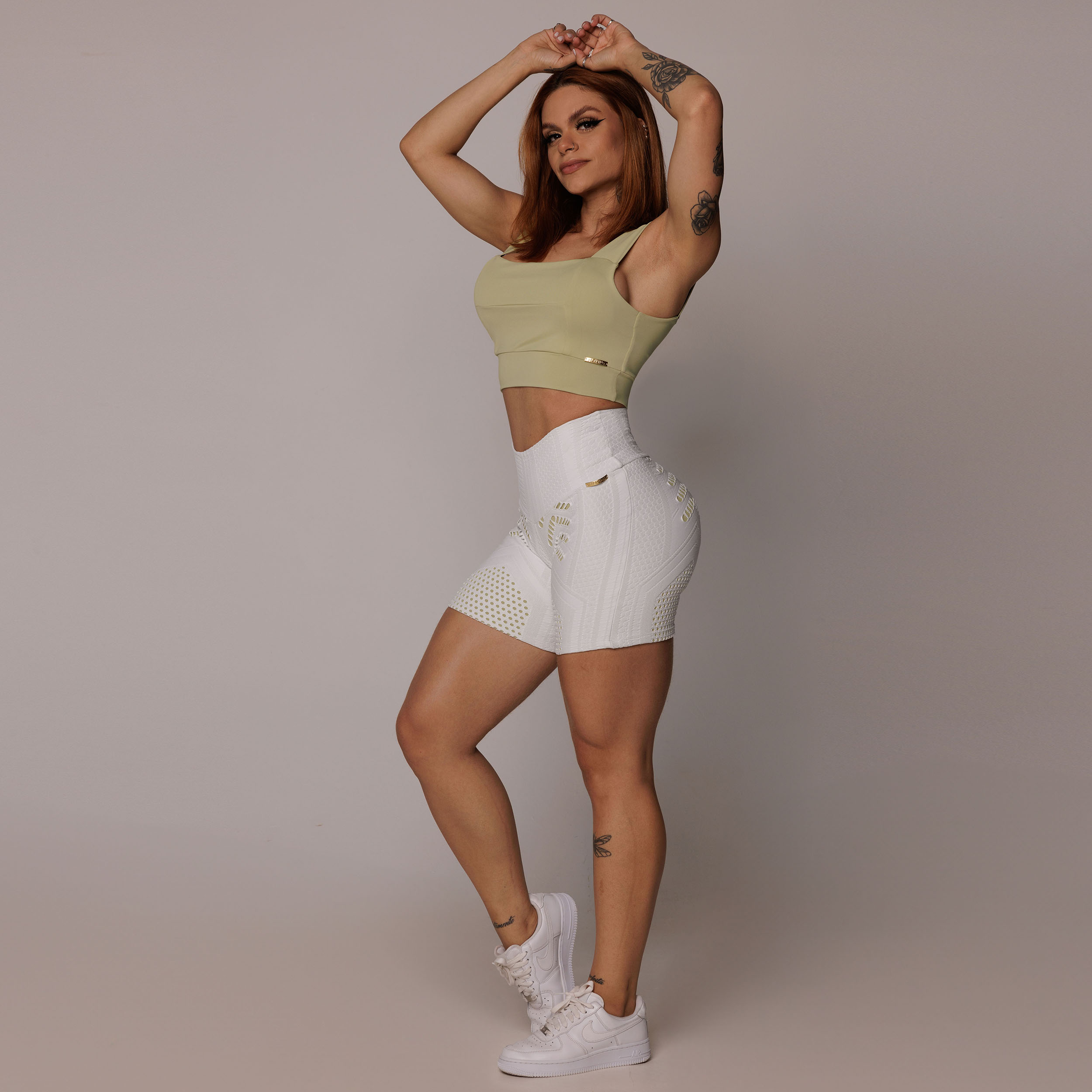 SHORT EMPINA BUMBUM JACQUARD DOTS BRANCO - Imagem 7