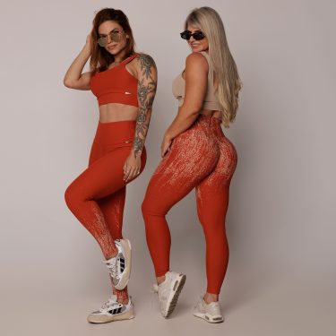 LEGGING BICOLOR EMPINA BUMBUM JACQUARD DUST TERRACOTTA