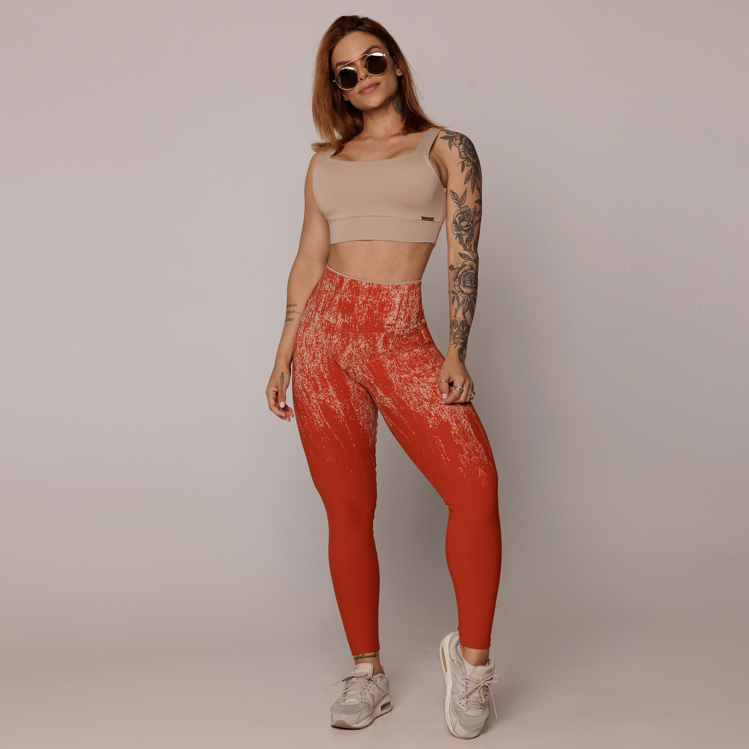 LEGGING BICOLOR EMPINA BUMBUM JACQUARD DUST TERRACOTTA - Imagem 5