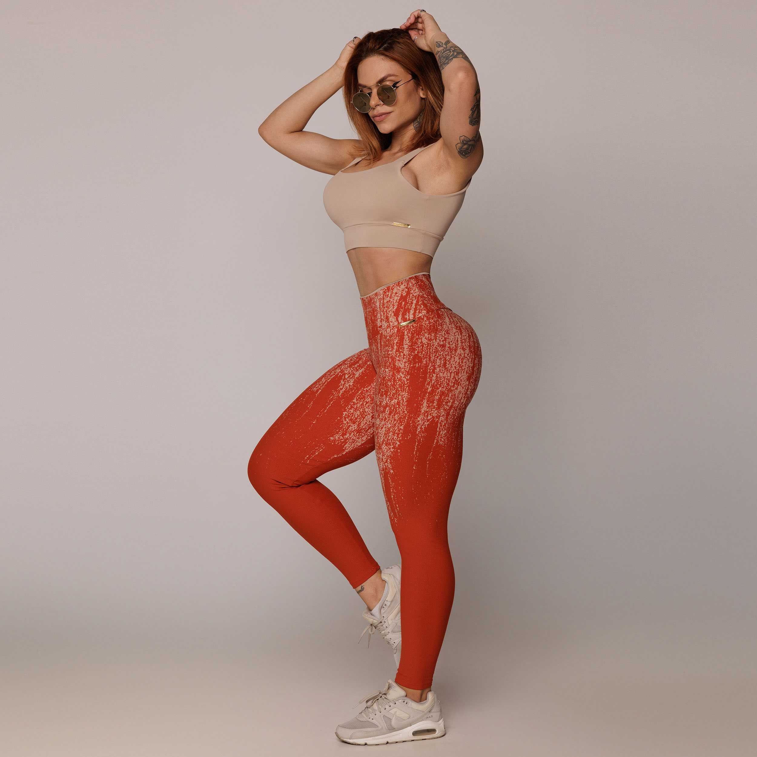 LEGGING BICOLOR EMPINA BUMBUM JACQUARD DUST TERRACOTTA - Imagem 8