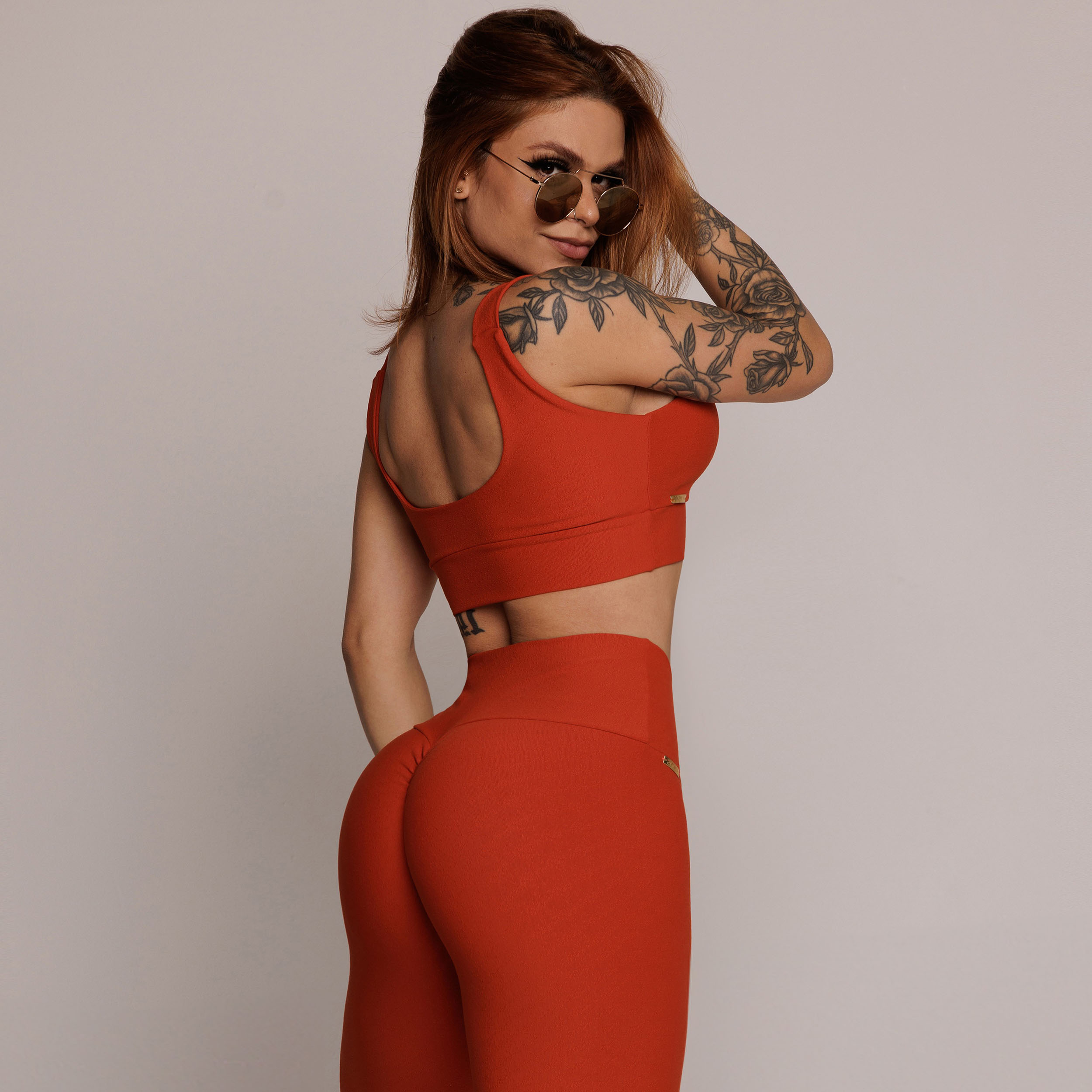 LEGGING EMPINA BUMBUM JACQUARD DUST TERRACOTTA - Imagem 4