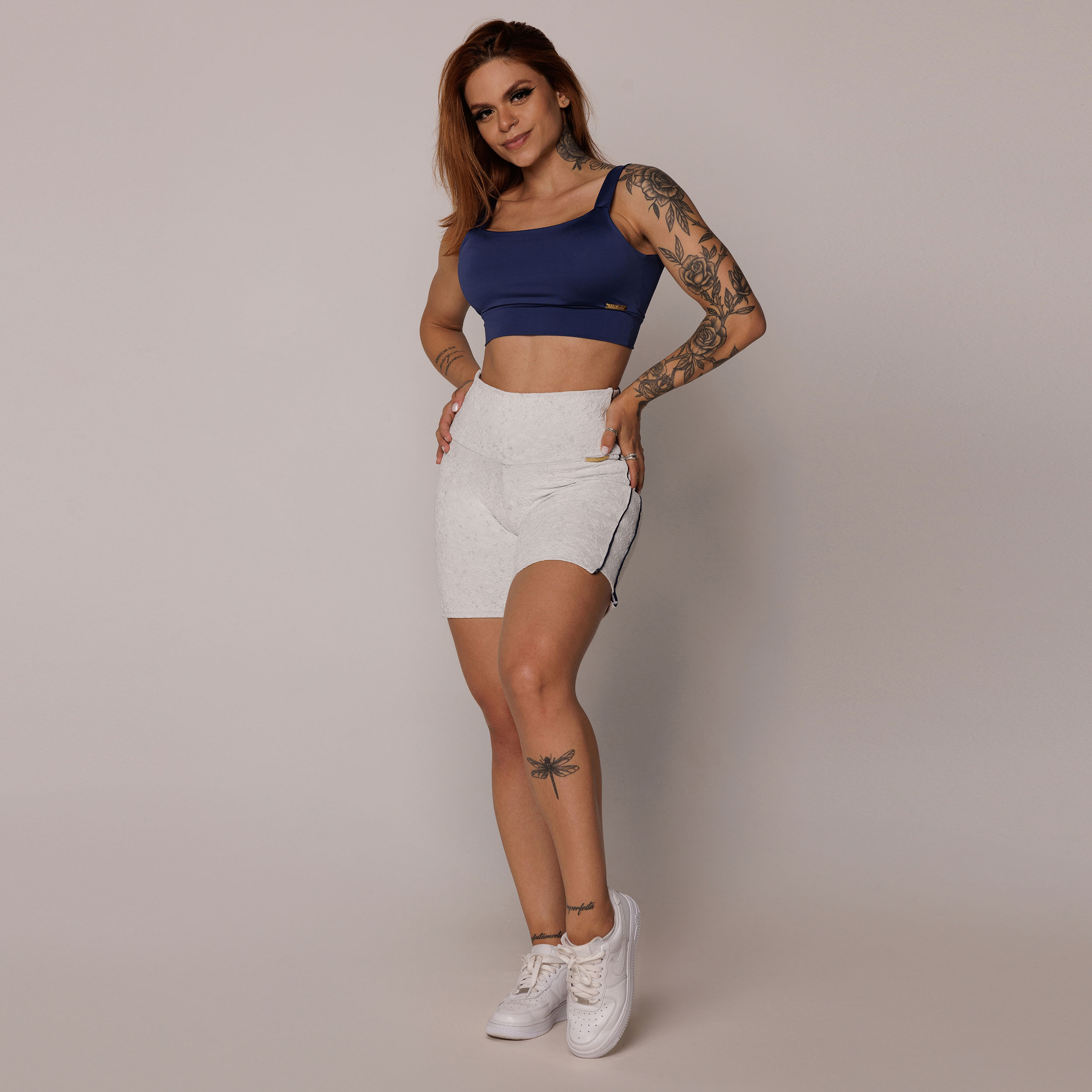 SHORT EMOTION EMPINA BUMBUM JACQUARD NÁUTICO BRANCO - Imagem 5