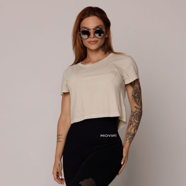 CROPPED ESTONADO DE ALGODÃO PREMIUM SUSTENTÁVEL OFF-WHITE