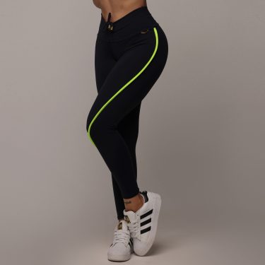 LEGGING RECORTE EMPINA BUMBUM PRETA COM AMARELO NEON