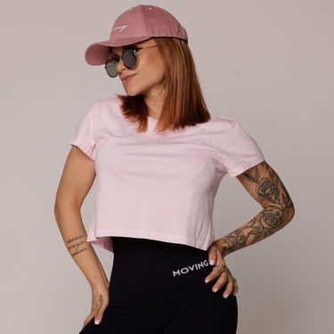 CROPPED ESTONADO DE ALGODÃO PREMIUM SUSTENTÁVEL ROSA BLUSH