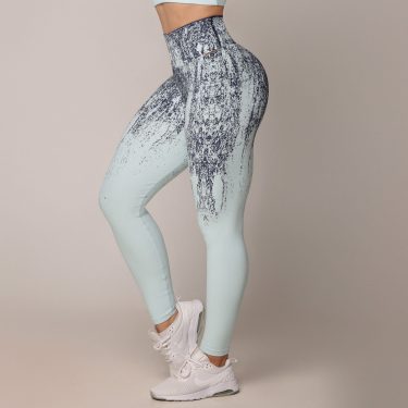 LEGGING BICOLOR EMPINA BUMBUM JACQUARD DUST CELESTE