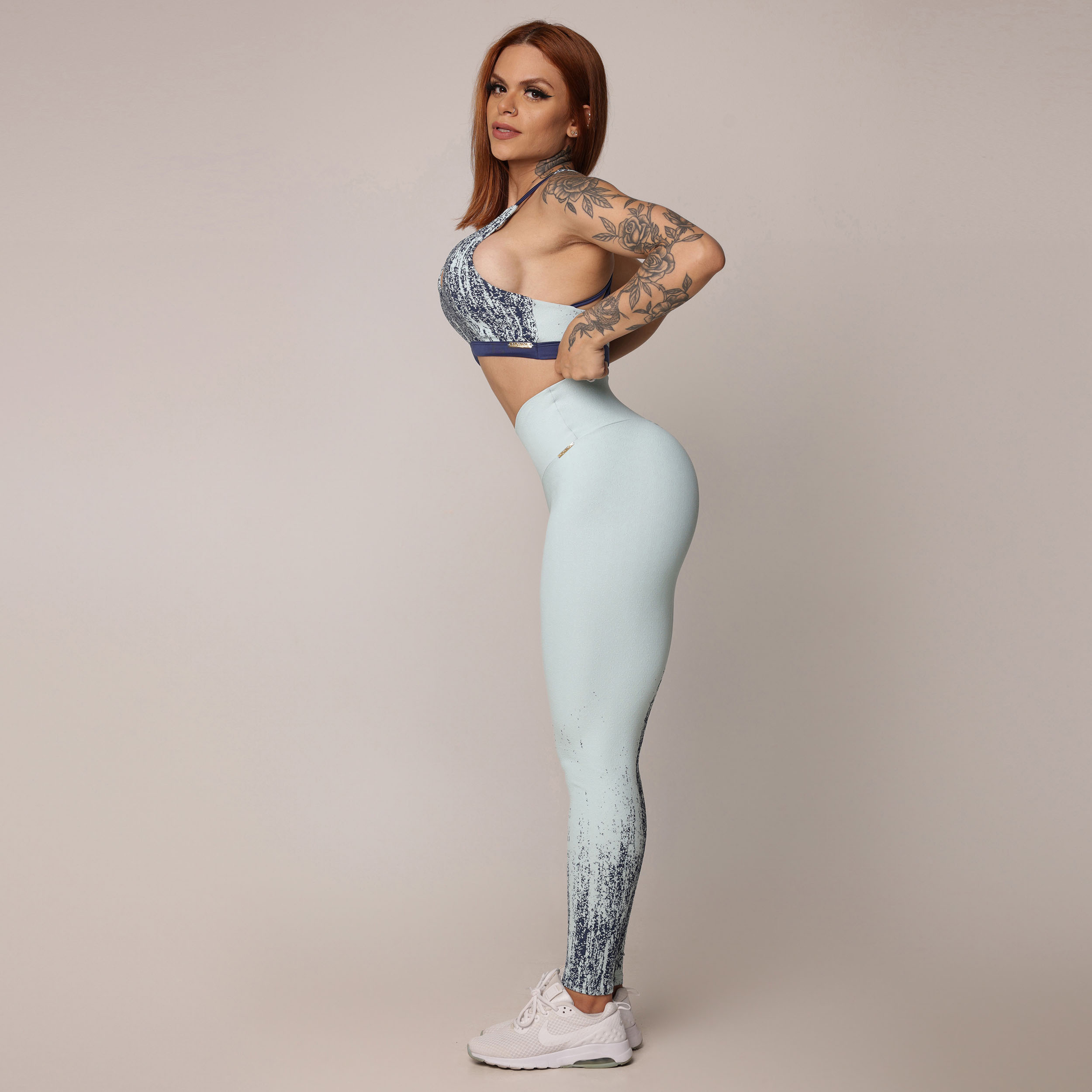 LEGGING EMPINA BUMBUM JACQUARD DUST CELESTE - Imagem 8