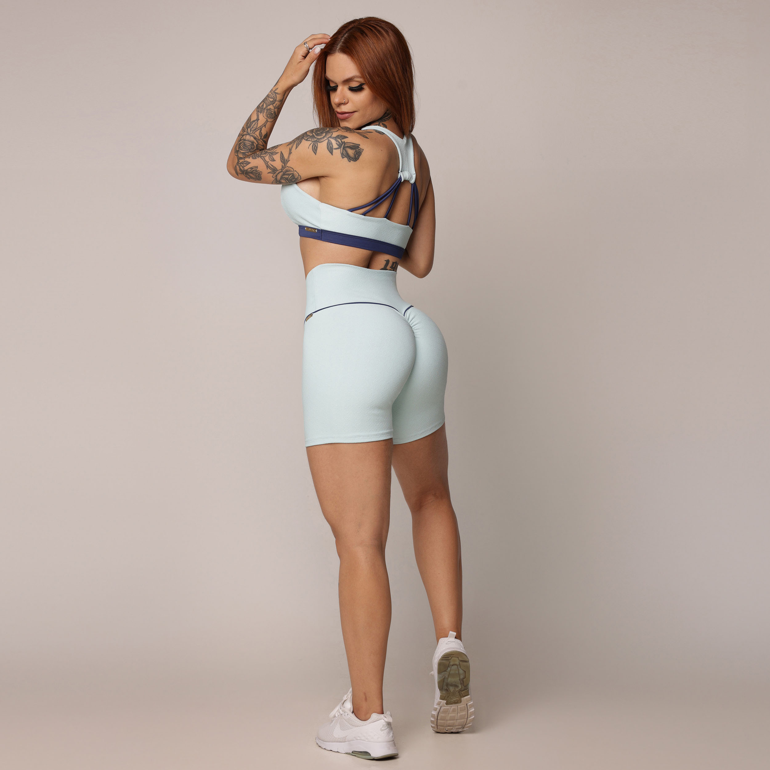 SHORT WALK EMPINA BUMBUM JACQUARD DUST CELESTE - Imagem 6