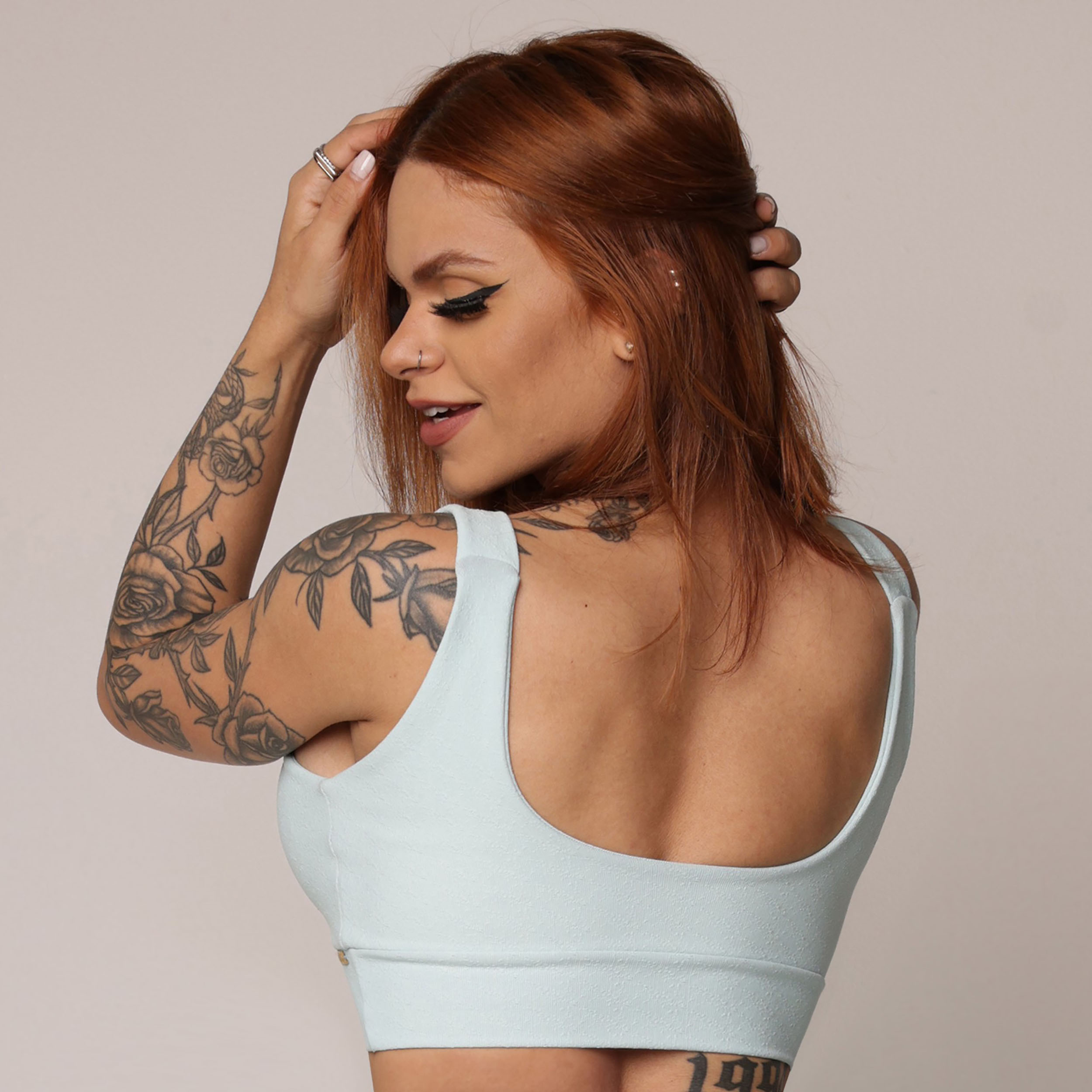 TOP FAIXA JACQUARD DUST CELESTE - Imagem 4