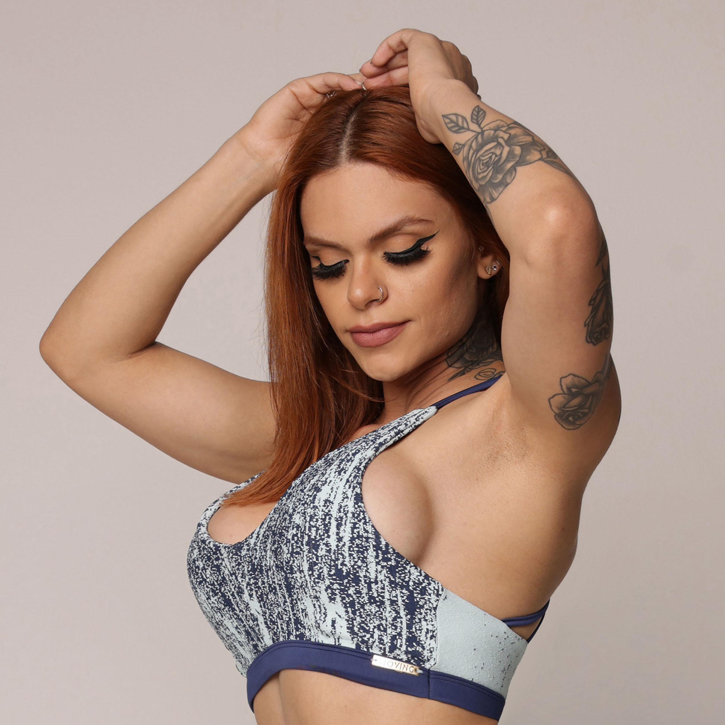 TOP QUEBEC JACQUARD DUST CELESTE ESTAMPADO - Imagem 3