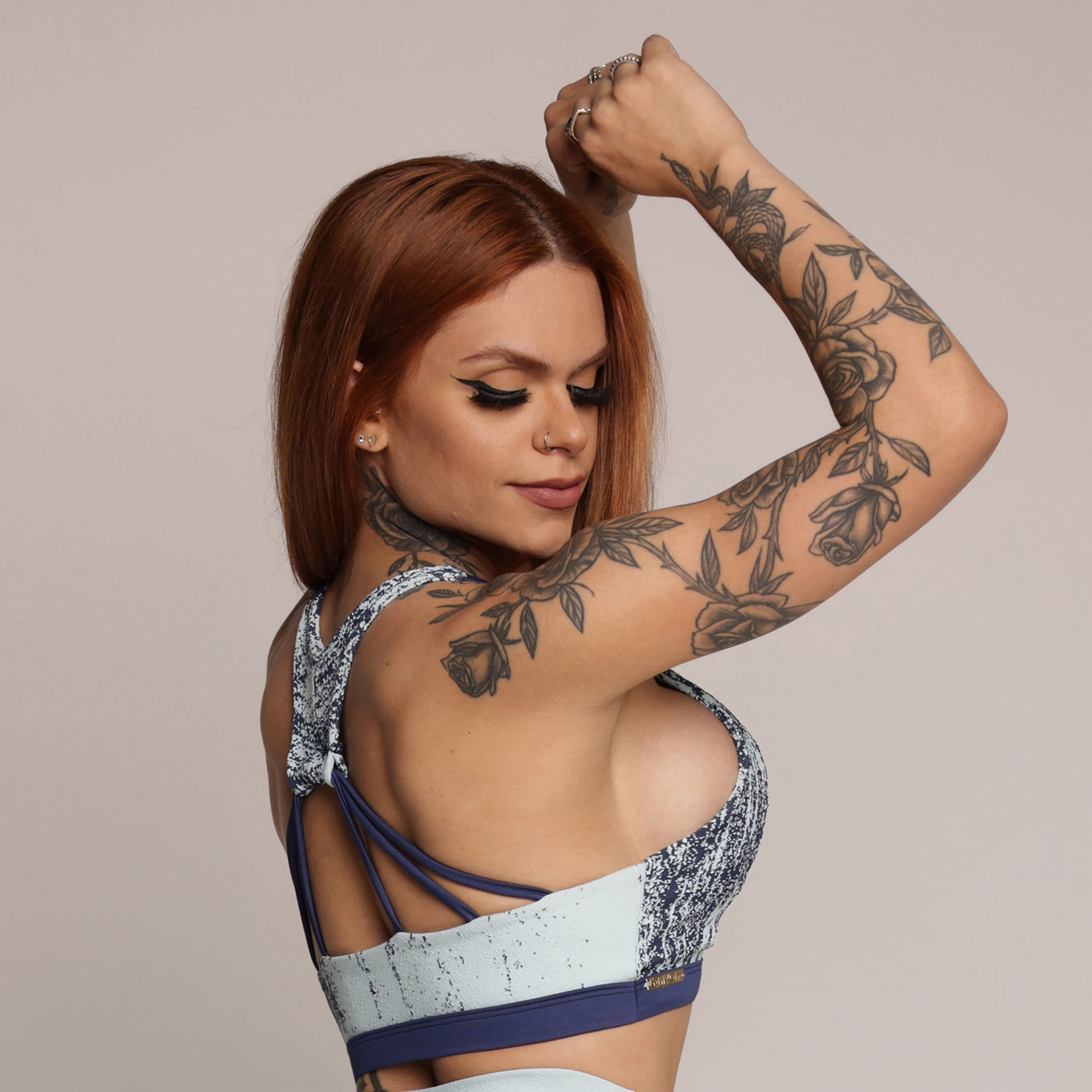 TOP QUEBEC JACQUARD DUST CELESTE ESTAMPADO - Imagem 4