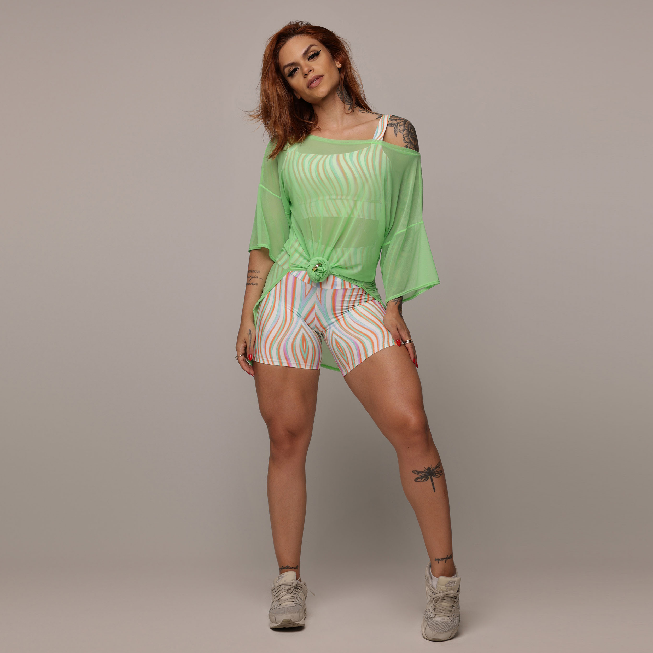 CHEMISE DE TULE VERDE NEON - Imagem 4