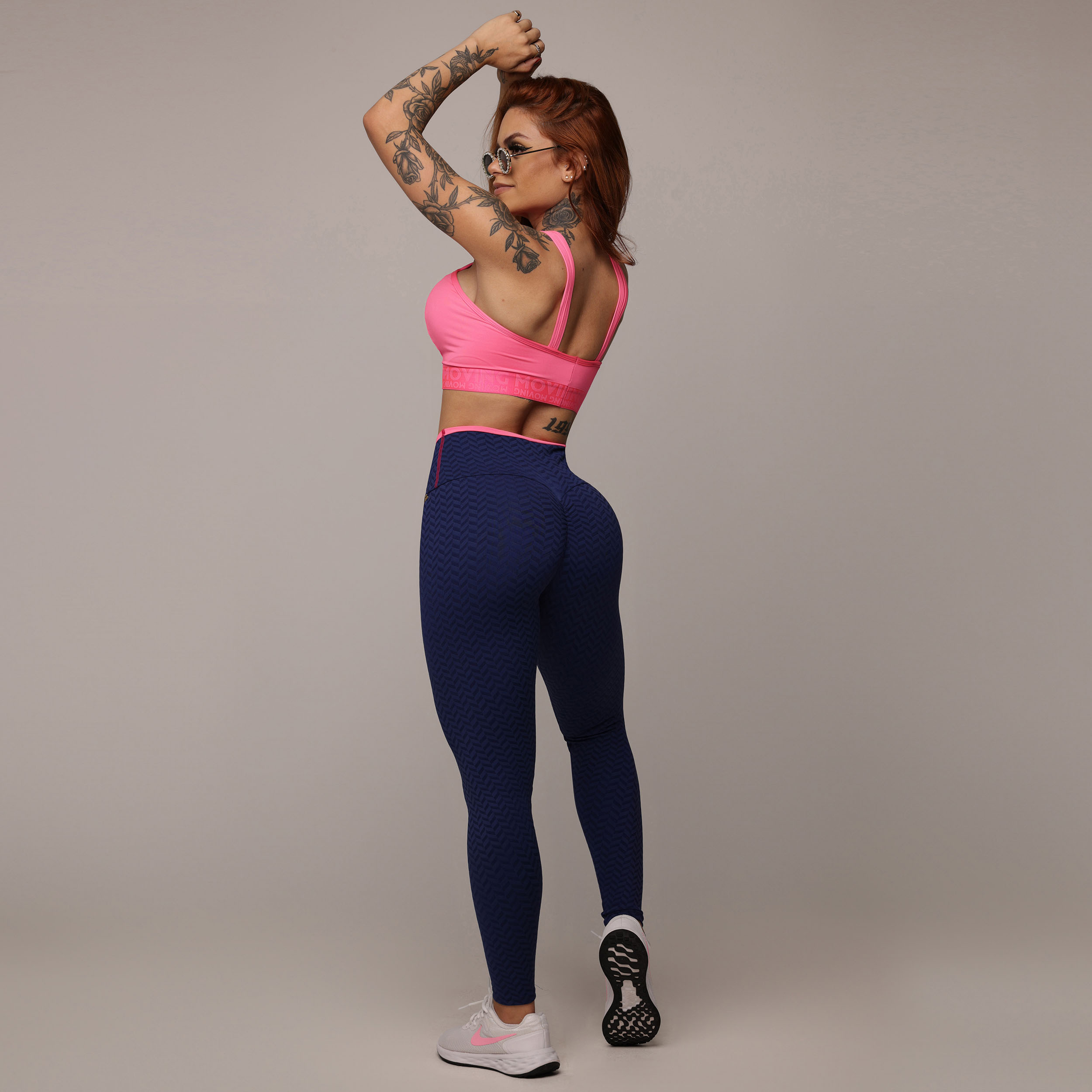 LEGGING BICOLOR EMPINA BUMBUM JACQUARD ARROW MARINHO - Imagem 9