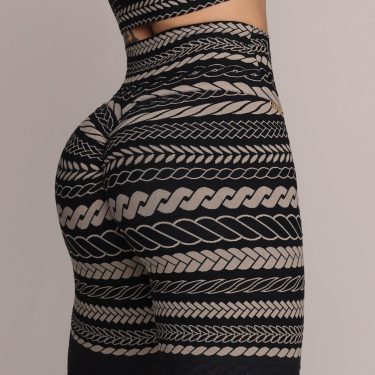 LEGGING EMPINA BUMBUM JACQUARD TRIBAL BLACK