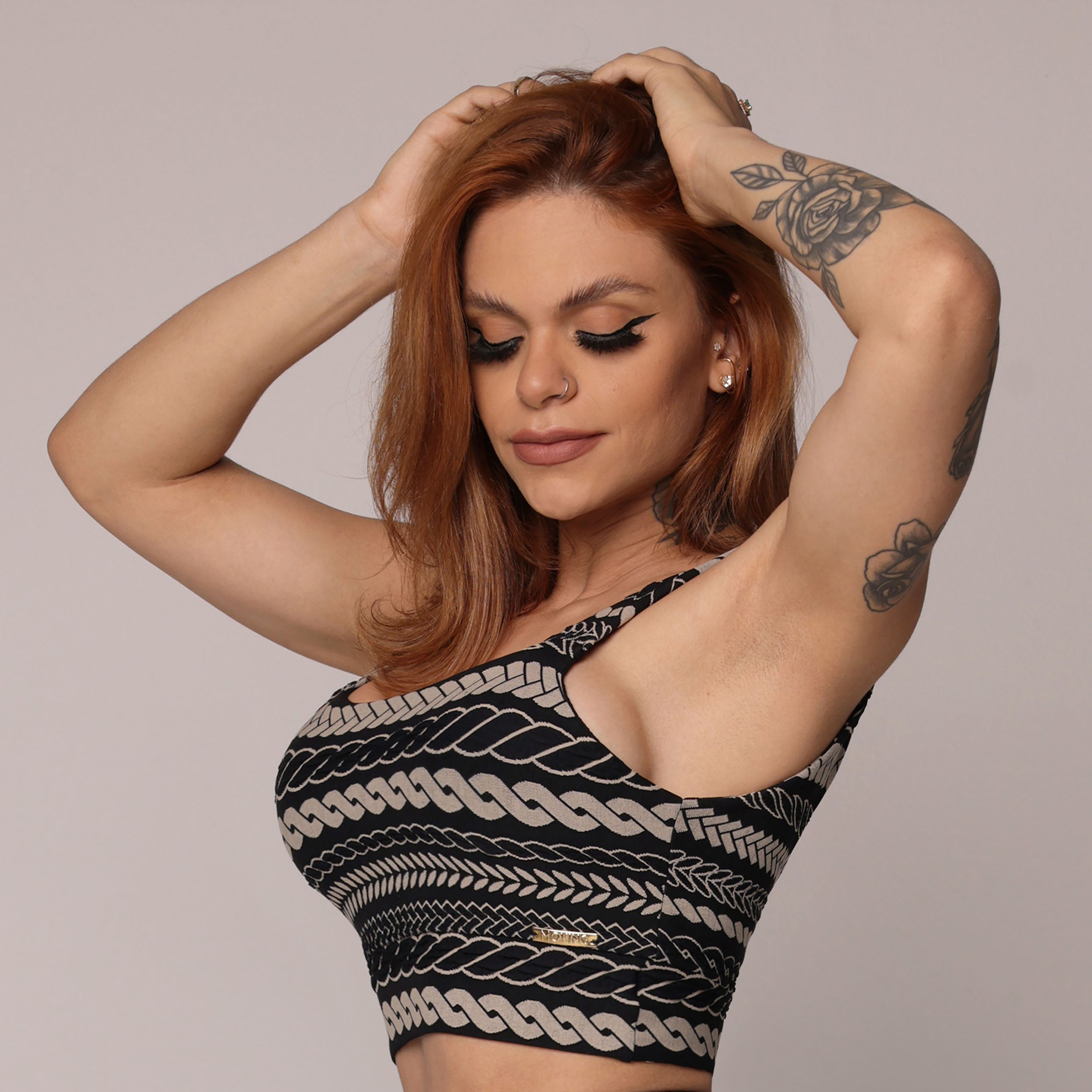 TOP FAIXA JACQUARD TRIBAL BLACK - Imagem 3