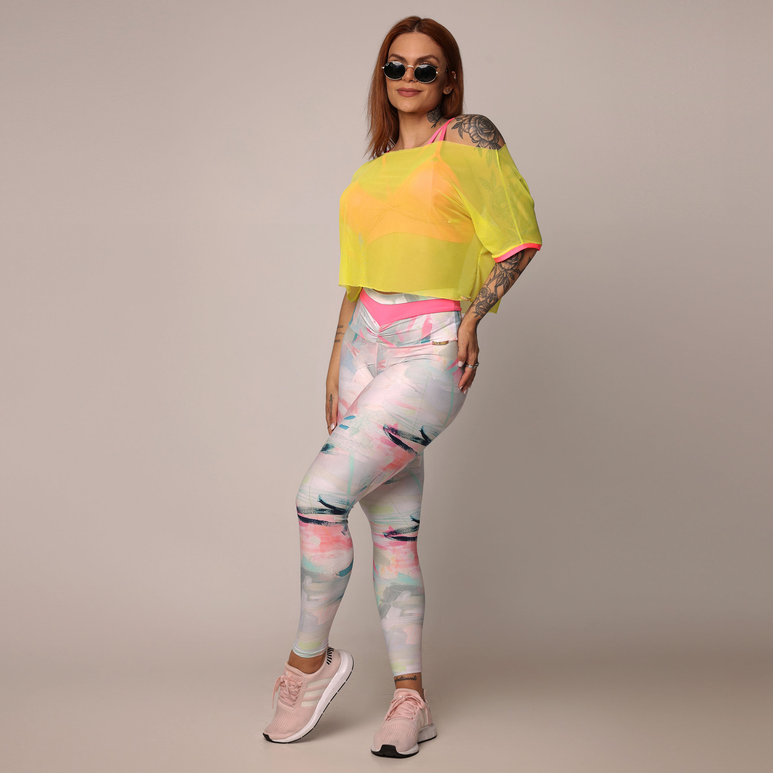 CROPPED OMBRO A OMBRO DE TULE AMARELO NEON - Imagem 4