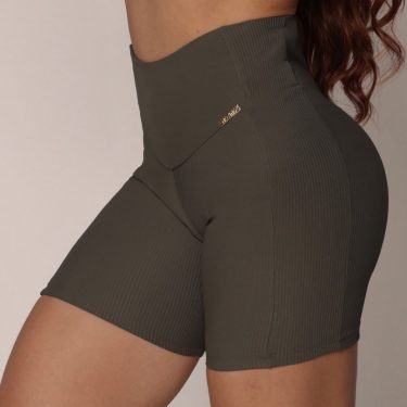 SHORT VIENA JACQUARD CANELADO VERDE MILITAR