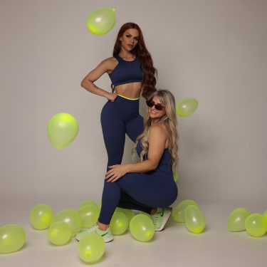 LEGGING BICOLOR EMPINA BUMBUM JACQUARD BUBBLE MARINHO