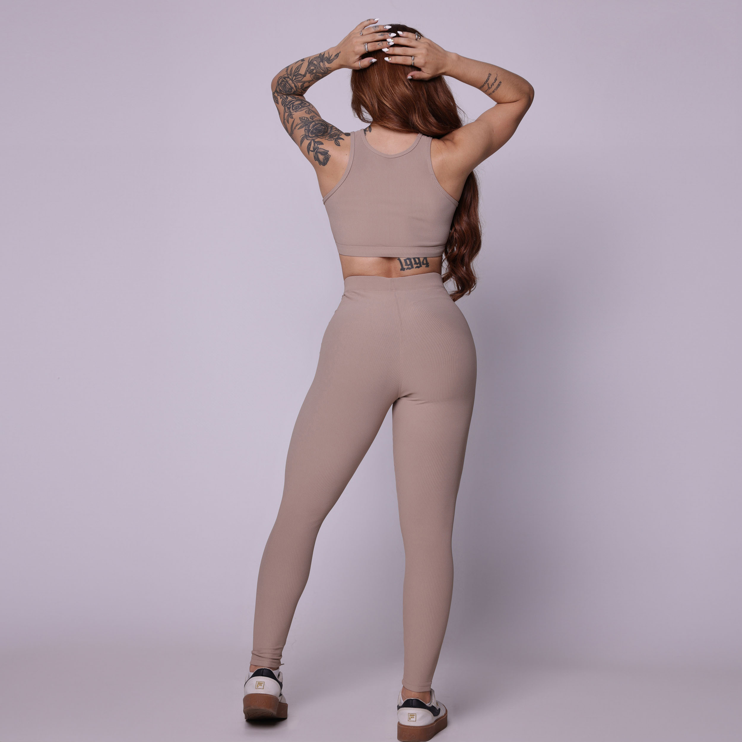 LEGGING PULSE JACQUARD CANELADO DOCE DE LEITE - Imagem 4