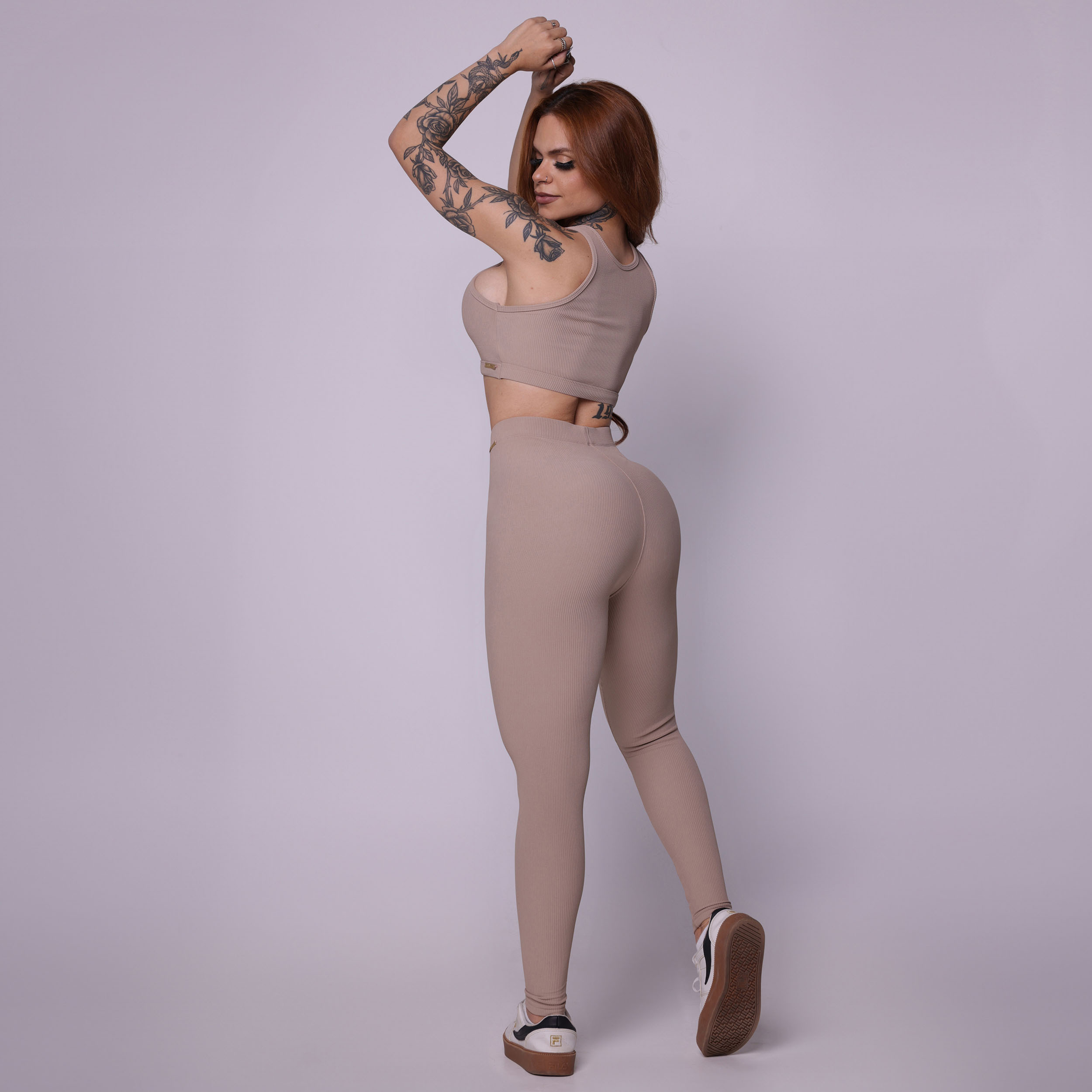 LEGGING PULSE JACQUARD CANELADO DOCE DE LEITE - Imagem 8