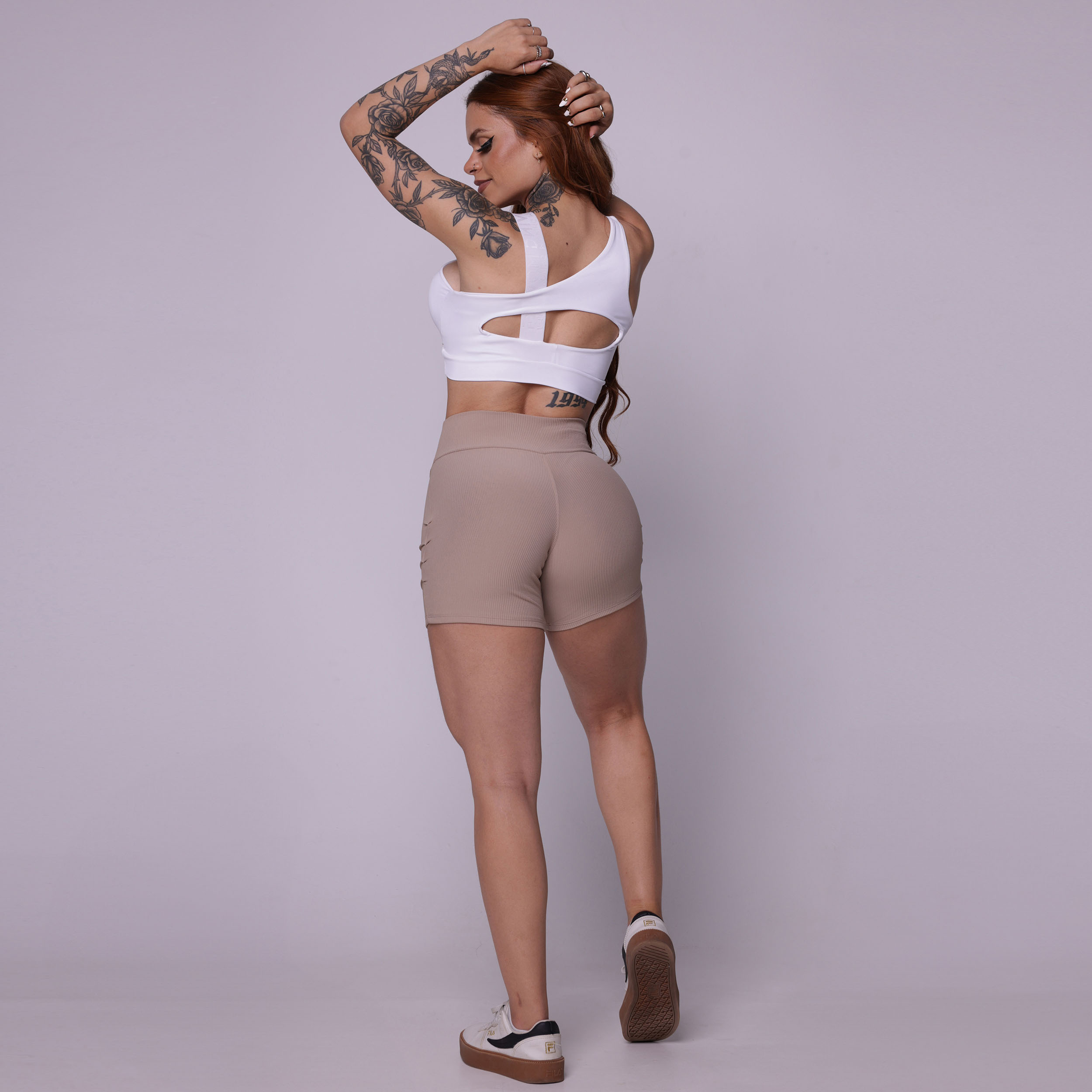 SHORT CHICAGO JACQUARD CANELADO DOCE DE LEITE - Imagem 4