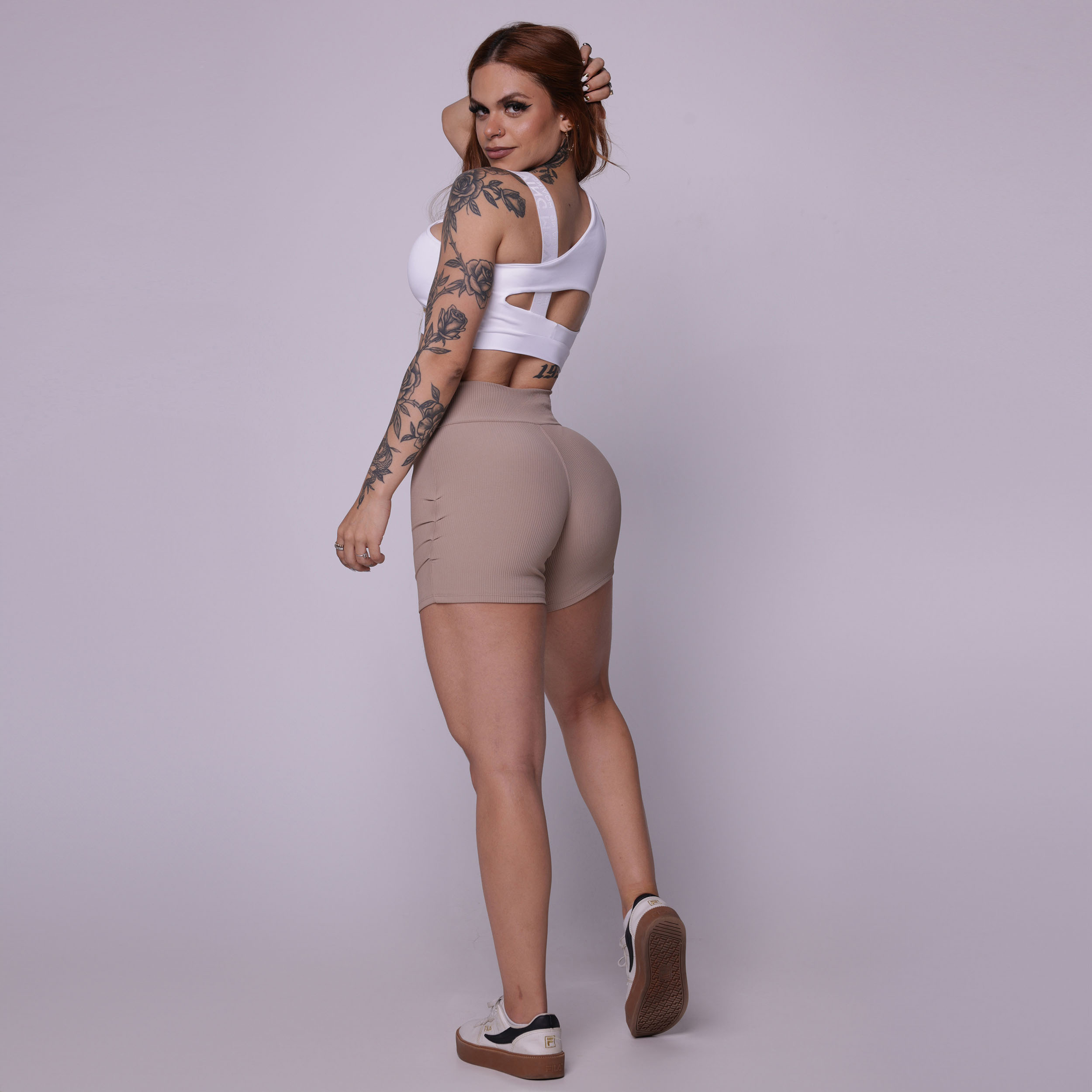 SHORT CHICAGO JACQUARD CANELADO DOCE DE LEITE - Imagem 7