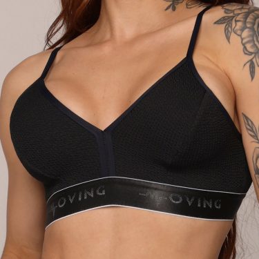 TOP MILANO JACQUARD CONFORT PRETO COM ELÁSTICO PRETO E BRANCO