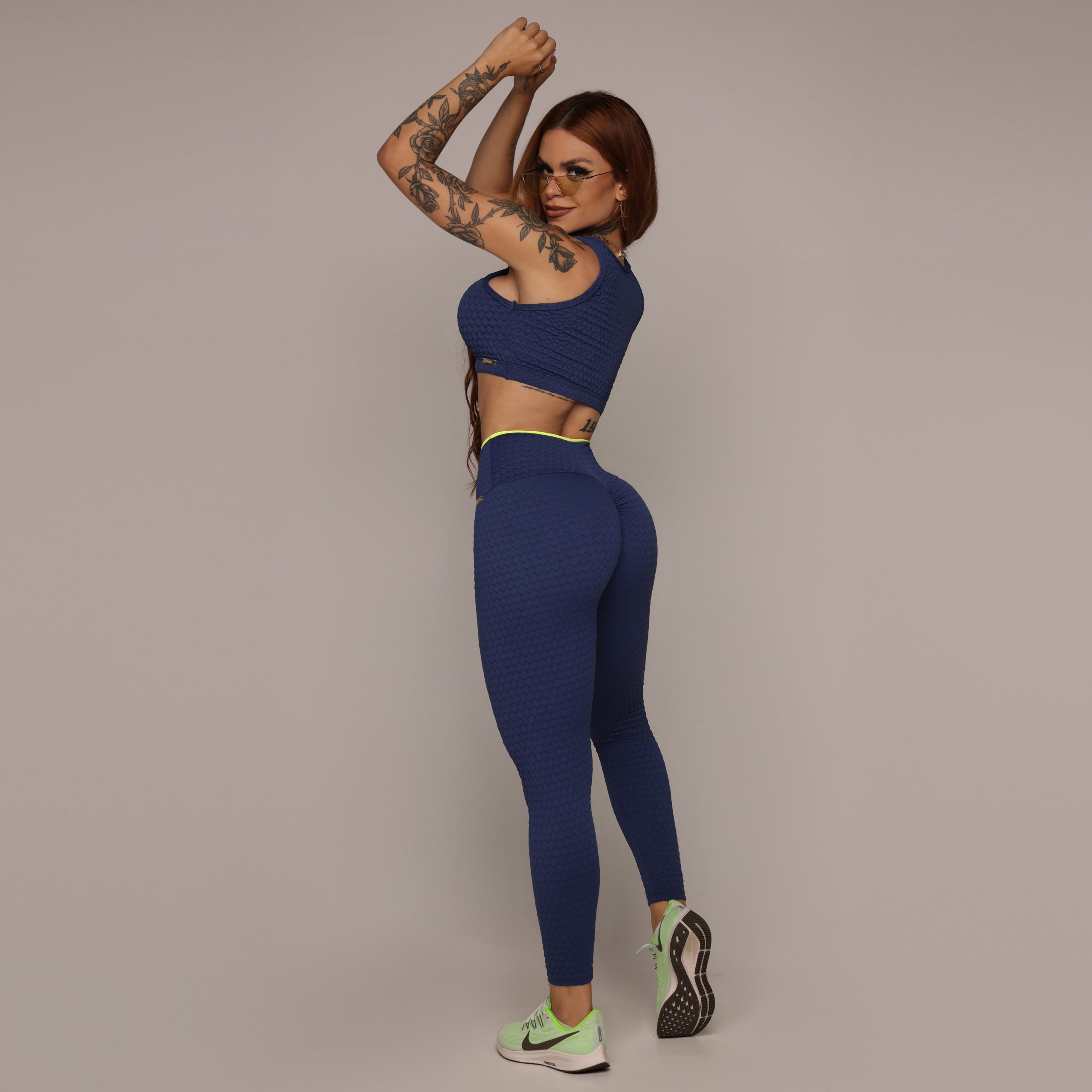 LEGGING BICOLOR EMPINA BUMBUM JACQUARD BUBBLE MARINHO - Imagem 5